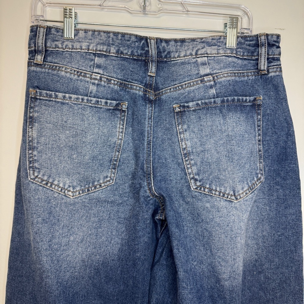 Ashley Mason Barrel Jeans Women’s Sz 7/28 Blue High Rise Wide Leg Raw Hem Denim - Picture 4 of 14